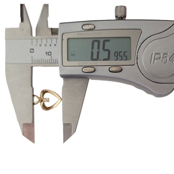 14K Yellow Gold Diamond Chip Open Heart Pendant E242 - Picture 11 of 14